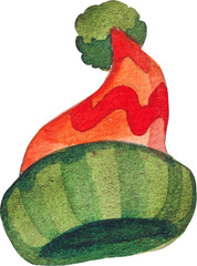 Autumn watercolor collection. Watercolor warm knitted hat