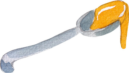 Autumn watercolor collection. Watercolor spoon