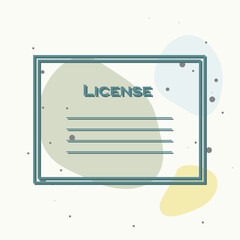 Vector license certificate icon on multicolored background.