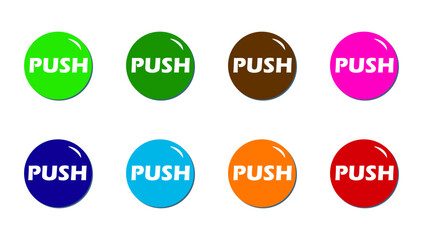 Push button icon with eight different colors. vector illustration. creative sign icon design for web, social media, file, and others.