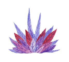 Purple herb leaves. Watercolour illustration