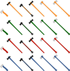 big kit steel axes with wooden handle
