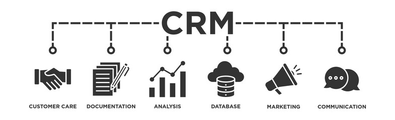 CRM Banner Web Icon Vector Illustration