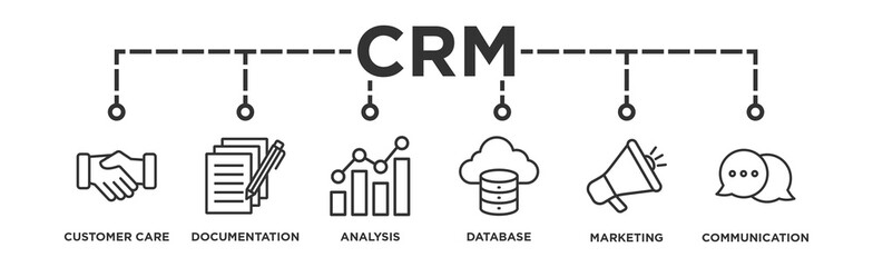 CRM Banner Web Icon Vector Illustration