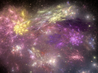 Naklejka premium Fantastic abstract background from stars and galactic in space. Fractal art.