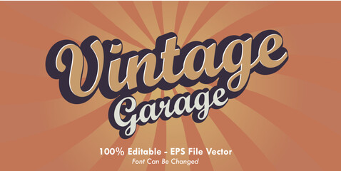 vintage garage lettering editable text vector 