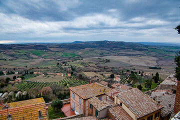 Obraz premium View from the city center towards the countryside in Montepulciano Siena Tuscany Italy