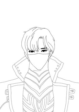 Charismatic boy anime character sketch