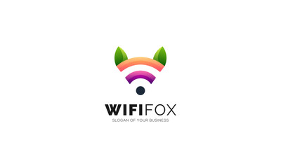 Modern Colorful wireless fox design logo vector