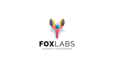 Vector Logo Illustration Fox Lab Dual Meaning Style.