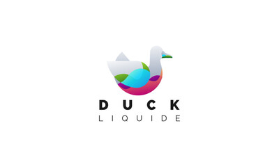 Unique Duck logo design with a Liquid duck concept