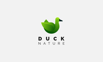 Nature Or Leaf Duck logo vector illustration design template