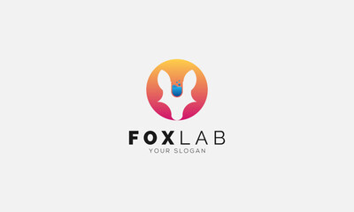 Vector Logo Illustration Fox Lab Dual Meaning Style.