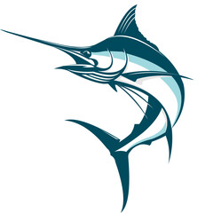 Marlin Fish Logo Template. Unique and fresh marlin fish jumping out of the water. great to use as your marlin fishing activity.