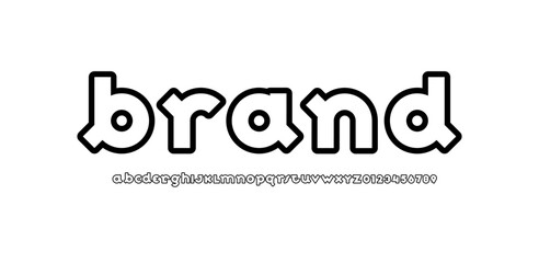 Digital black font, rounded modern alphabet, trendy bold letters from A to Z and numbers from 0 to 9, vector illustration 10EPS