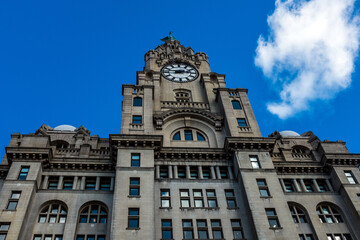 Fototapeta na wymiar Royal Liver Building, Pier Head, Liverpool, UK