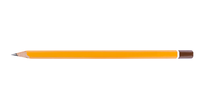 One pencil isolated on a transparent background