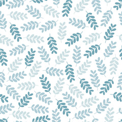 Fototapeta premium Elegant floral seamless pattern design of abstract branches of leaves. Repeat texture foliage background for surface printing