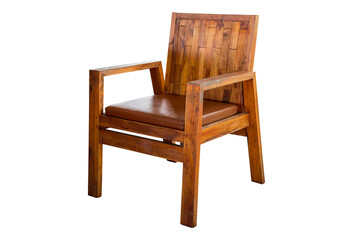Wooden arm chair isolated.
