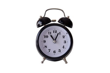 Black alarm clock isolated.
