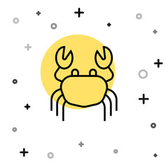 Black line Crab icon isolated on white background. Random dynamic shapes. Vector