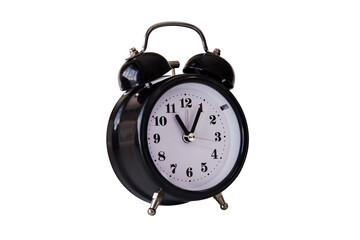 Black alarm clock isolated.