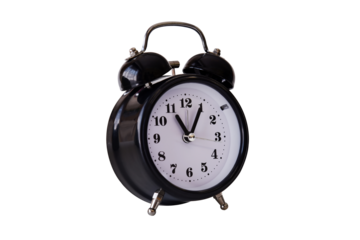 Black alarm clock isolated.