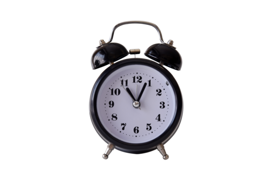 Black alarm clock isolated.