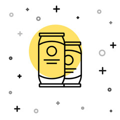 Black line Beer can icon isolated on white background. Random dynamic shapes. Vector