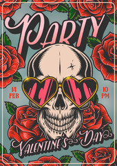 Valentine day party poster colorful