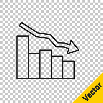 Black line Financial growth decrease icon isolated on transparent background. Increasing revenue. Vector