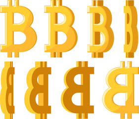 Bitcoin sign rotates on a white background.