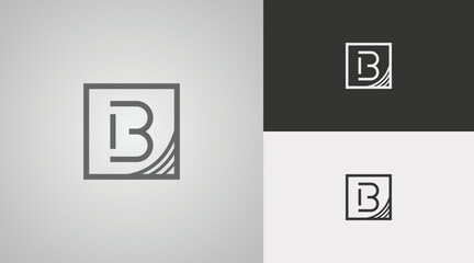 Logo template design, Initial letter B with a minimalist theme in a box. modern logo