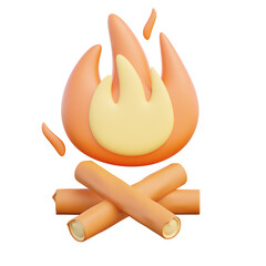 Camp Fire, 3D Autumn Season Icon Illustration