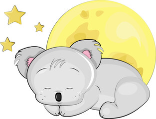 cute koala on the moon