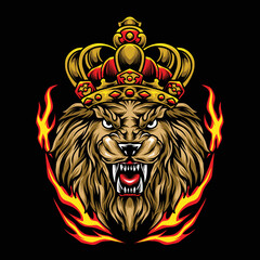 Illustration vector graphic of a lion king,can be used as a merch,poster,etc