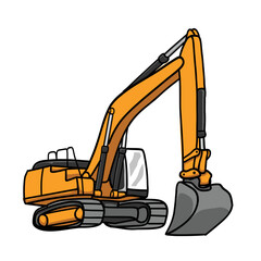Excavator. Vector illustration of excavator isolated on a white background. Construction, building, heavy machine, industrial machinery, mining industry illustration. Perfect for icon, logo, label