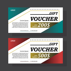 a gift voucher template to get a prize money of 200 and 500 dollars. there are 2 colors, namely red and blue, the template in the design is quite formal and simple.