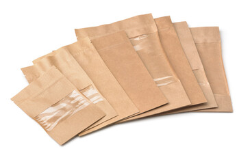Group of various new empty brown paper bags