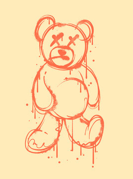 recommend clip art: teddy bear illustration in graffiti style