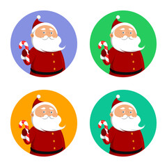 Santa Claus with candy cane. Vector illustration.