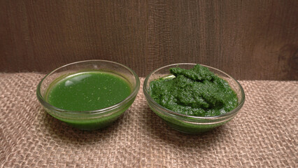 Neem leaves used as ayurvedic medicine with ground neem paste and juice Used in skin care, beauty products and creams.