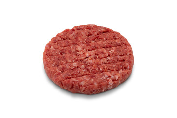 Raw hamburger isolated on white, clipping path