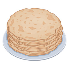 Stack of pancakes on a plate, color vector isolated cartoon-style illustration