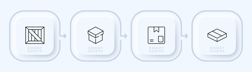 Delivery set icon. Clock truck. set of different box, fast, free. Post. Minivan that delivers the order, case, shell. Shopping concept. Neomorphism style. Vector line icon for Business and Advertising