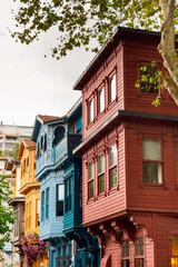 Naklejka premium Old street of Istanbul with colorful houses