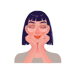 Portrait of a beautiful assistant relaxing and wearing eyeglasses