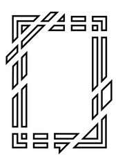 Rectangle frame, mosaic line art frame. PNG with transparent background.