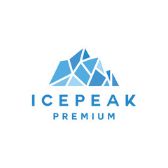 premium vintage Ice Peak Logo Vector, modern mountain badge Symbol and icon, creative Design Company For adventure and traveling