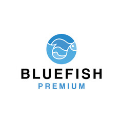 Obraz premium Silhouette Blue Fish Ocean Logo Vector, modern seafood Symbol and icon, creative Design Company for Restaurant
